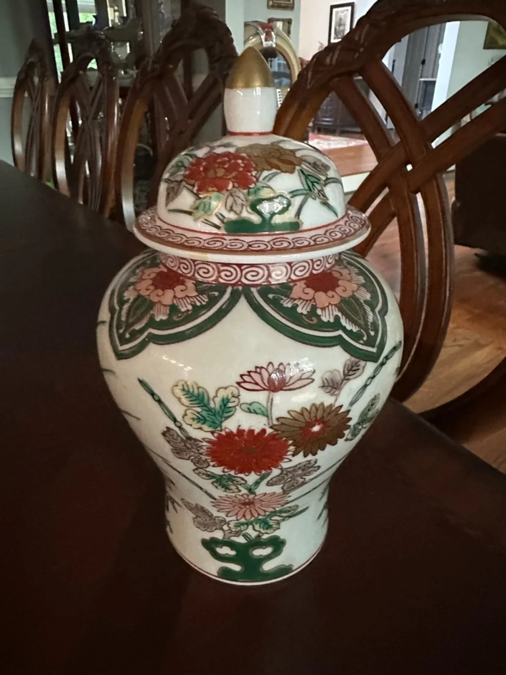 STUNNING ANTIQUE JAPANESE KUTANI GINGER JAR IN EUC